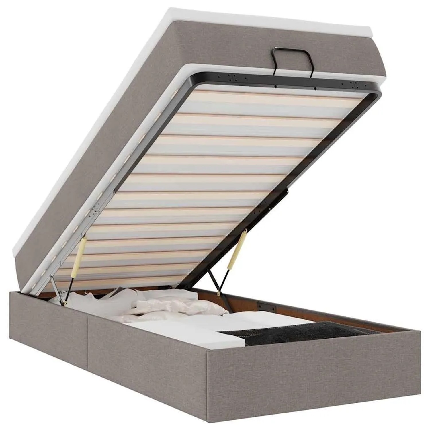 vidaXL Ottoman-Bett mit Matratze Taupe 80x200 cm Stoff 3311068