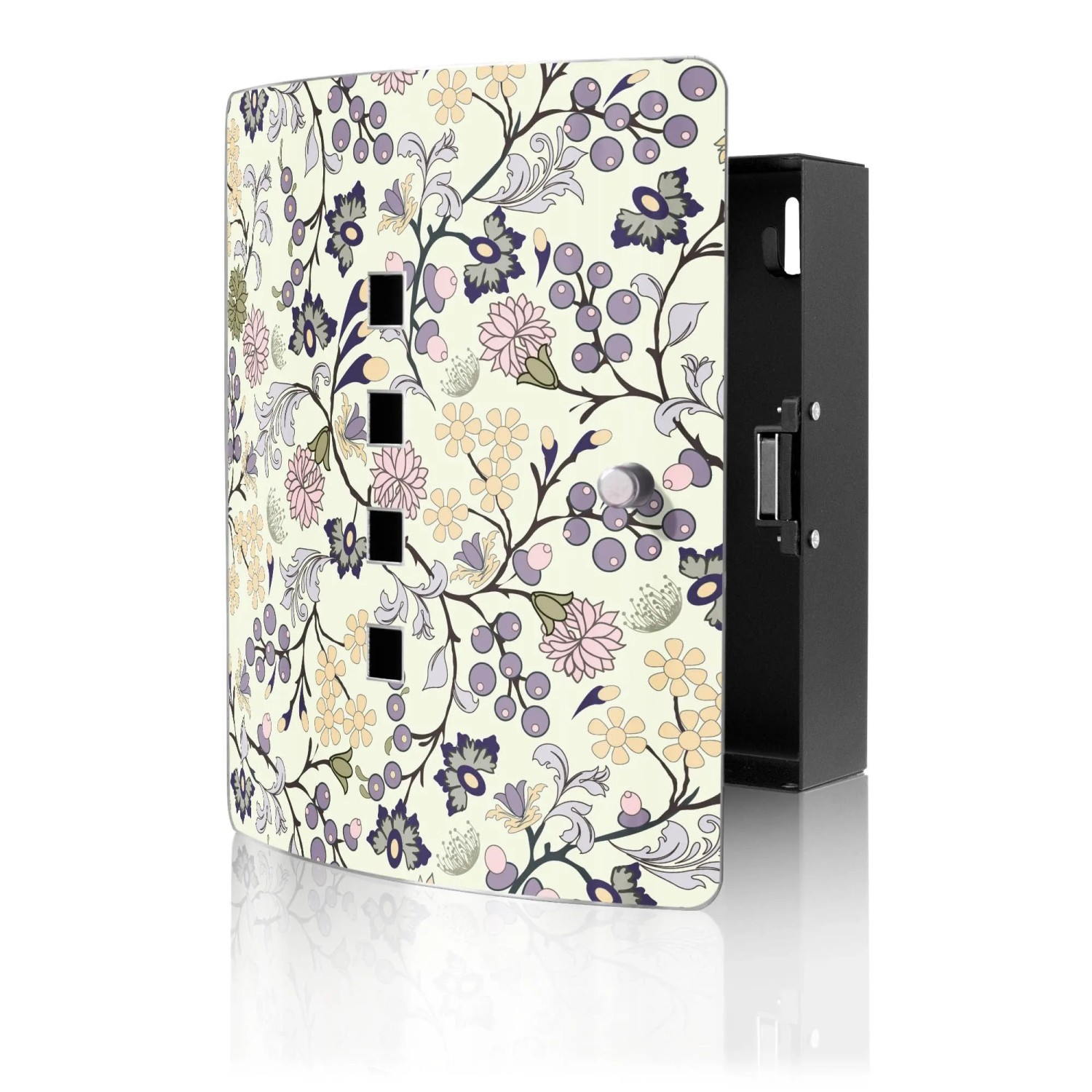 Banjado Design Schlüsselkasten Aus Edelstahl Für 10 Schlüssel 24x21,5x7cm Mit Magnetverschluss Motiv Florale Tapete