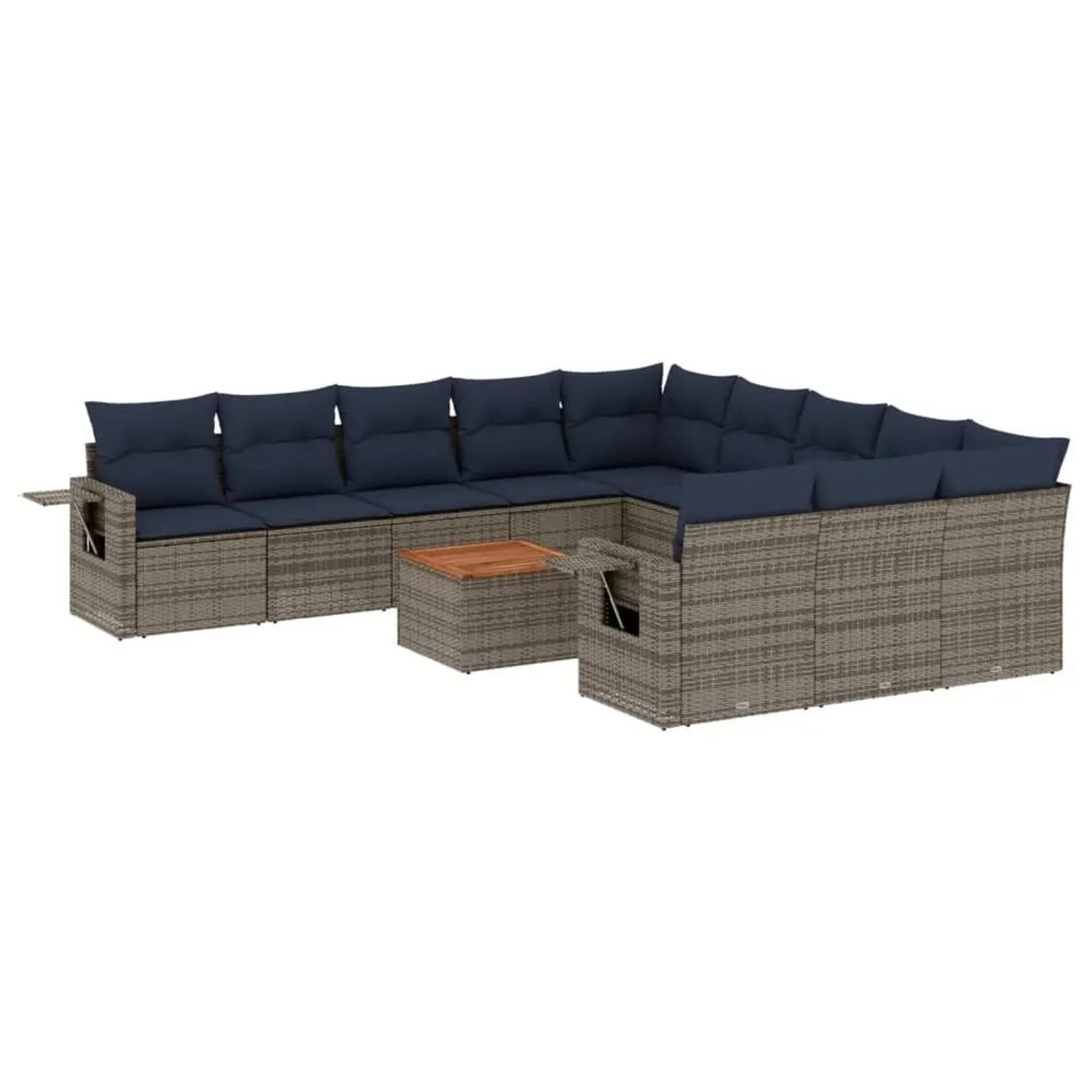 vidaXL 12-Tlg Gartensofa-Set mit Kissen Grau Polyrattan 3224794