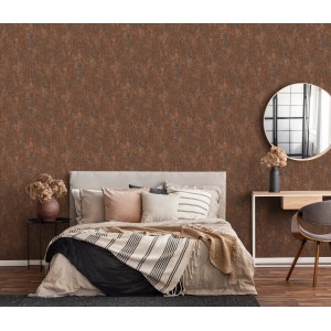 Guido Maria Kretschmer Vliestapete Chroma in Bronze im Schlafzimmer.