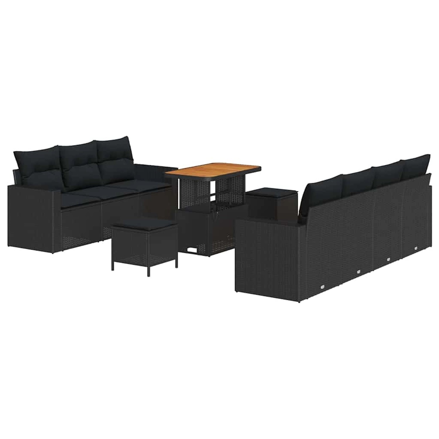 vidaXL Garten-Sofa-Set 10-Tlg Schwarz Poly Rattan 3361579 günstig online kaufen