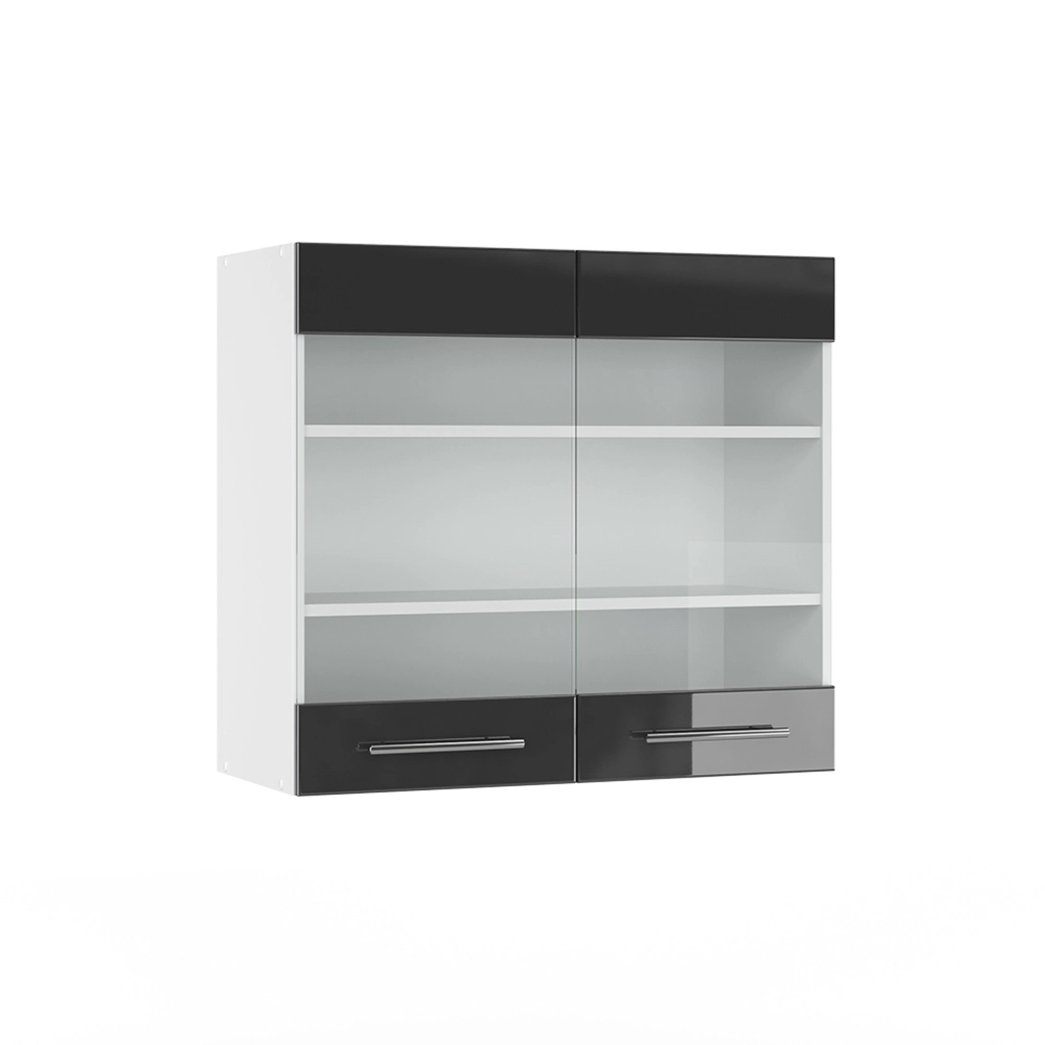 Thumbnail - Vicco Küchenglasschrank Fame-Line Glashängeschrank Anthrazit Hochglanz/Weiß 80 cm