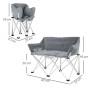 Outsunny Campingstuhl Metall Oxfordstoff Grau 120L x 57B x 95H cm_3
