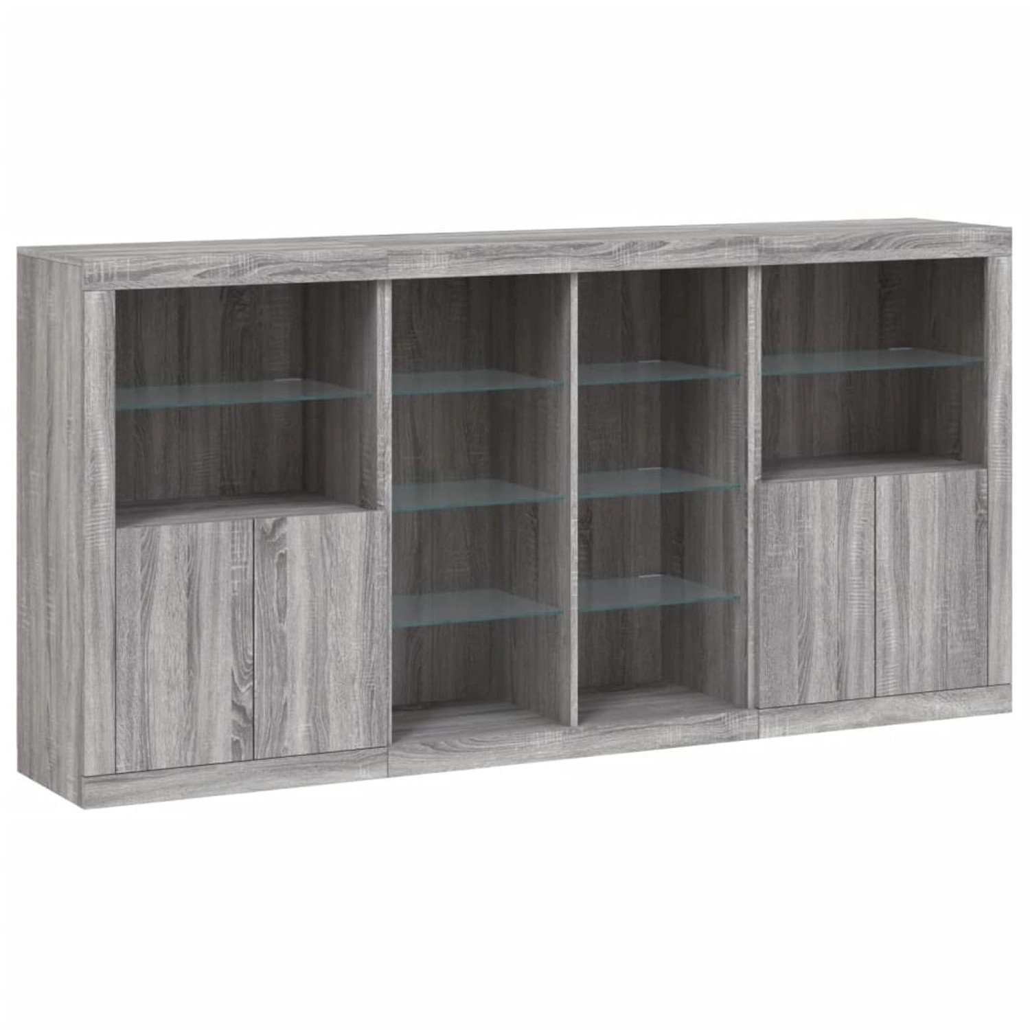 vidaXL Sideboard mit LED-Leuchten Grau Sonoma 202x37x100 cm 3209189 günstig online kaufen
