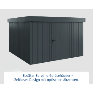 Hörmann EcoStar Gerätehaus Euroline, Flachdach, anthrazitgrau, 333x325 cm.