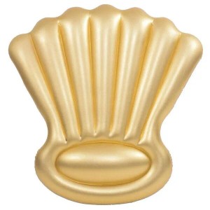 Goldene Muschel Luftmatratze XXL 160x160 cm für Pool & Badespaß.