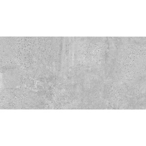 Graue Cersanit Bodenfliese Moonrow, 59,8x119,8 cm, matte Betonoptik mit Steineinschlüssen.