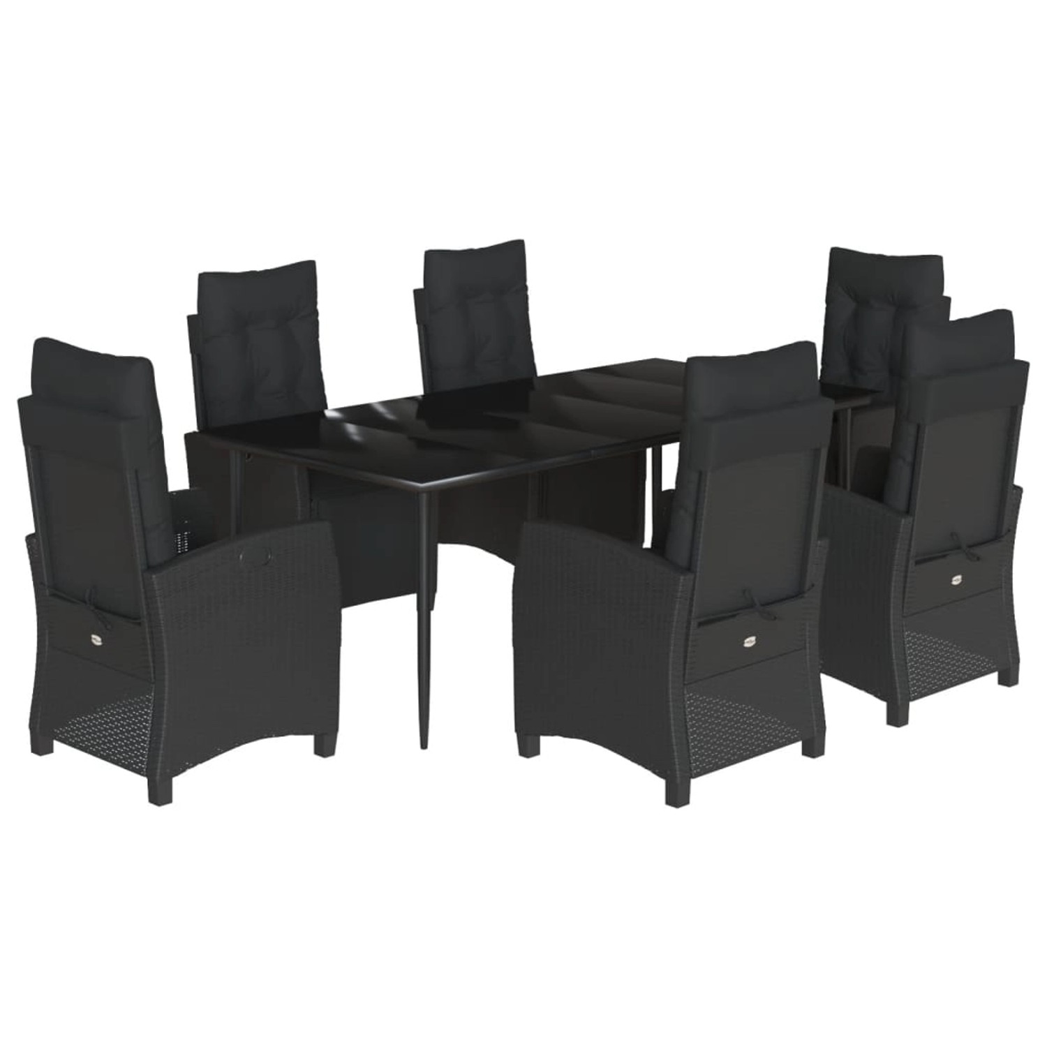 vidaXL 7-Tlg Garten-Essgruppe mit Kissen Schwarz Poly Rattan 3212965 günstig online kaufen