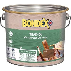 Dose Bondex Teak-Öl 2,5 l für Holzschutz und Farbtonauffrischung im Außenbereich.