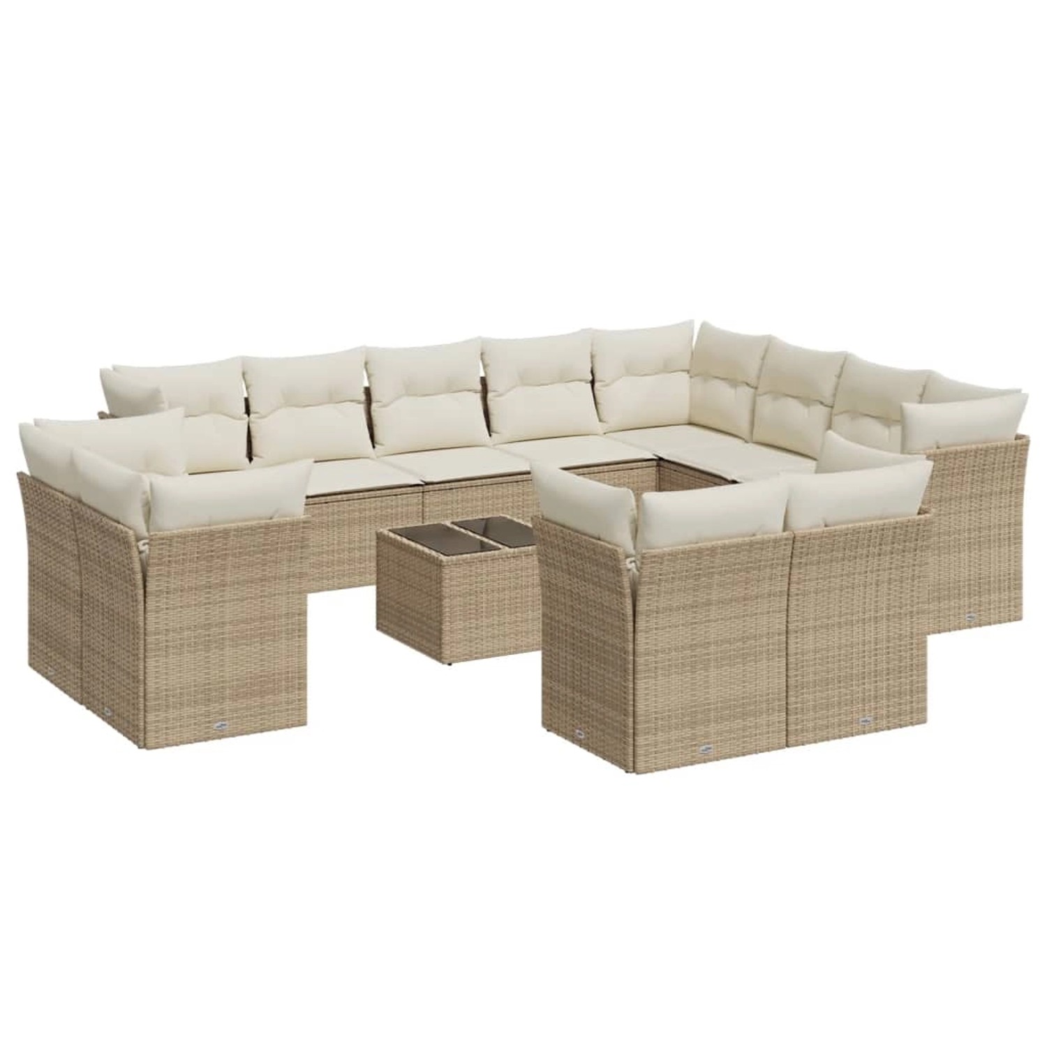 vidaXL 13-Tlg Garten-Sofagarnitur mit Kissen Beige Poly Rattan 3218538 günstig online kaufen
