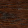 Holzstück mit Rustikaleffekt-Beize in Moorbraun. Beize für rustikale Holzgestaltung.