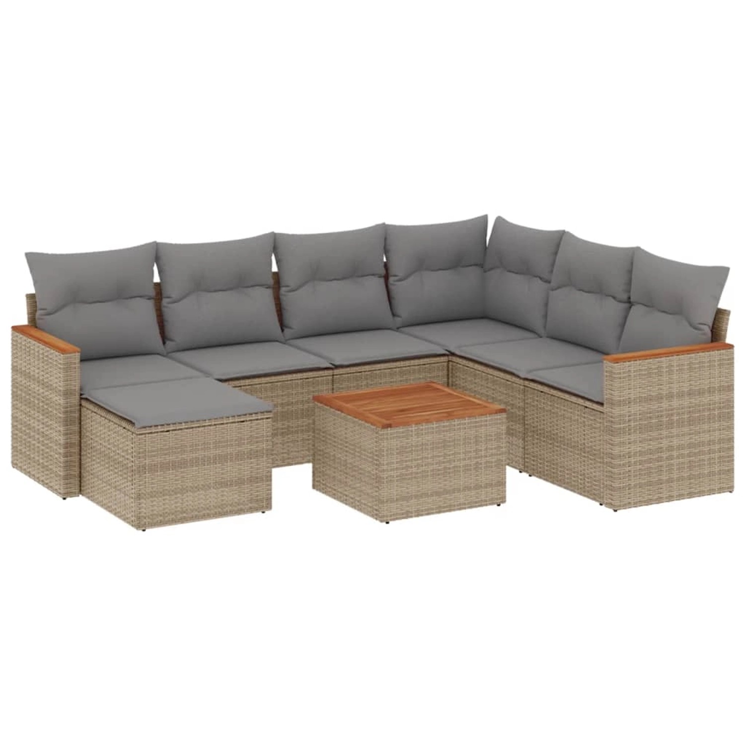 vidaXL 8-Tlg Garten-Sofagarnitur mit Kissen Beige Poly Rattan 3226213 günstig online kaufen