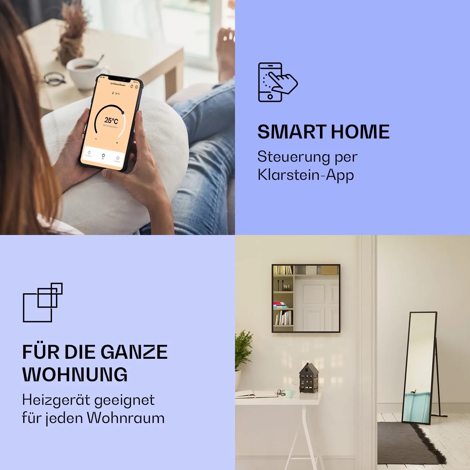 Klarstein La Palma Infrarotstrahler Konvektor: Smart Home Steuerung und Spiegelheizung