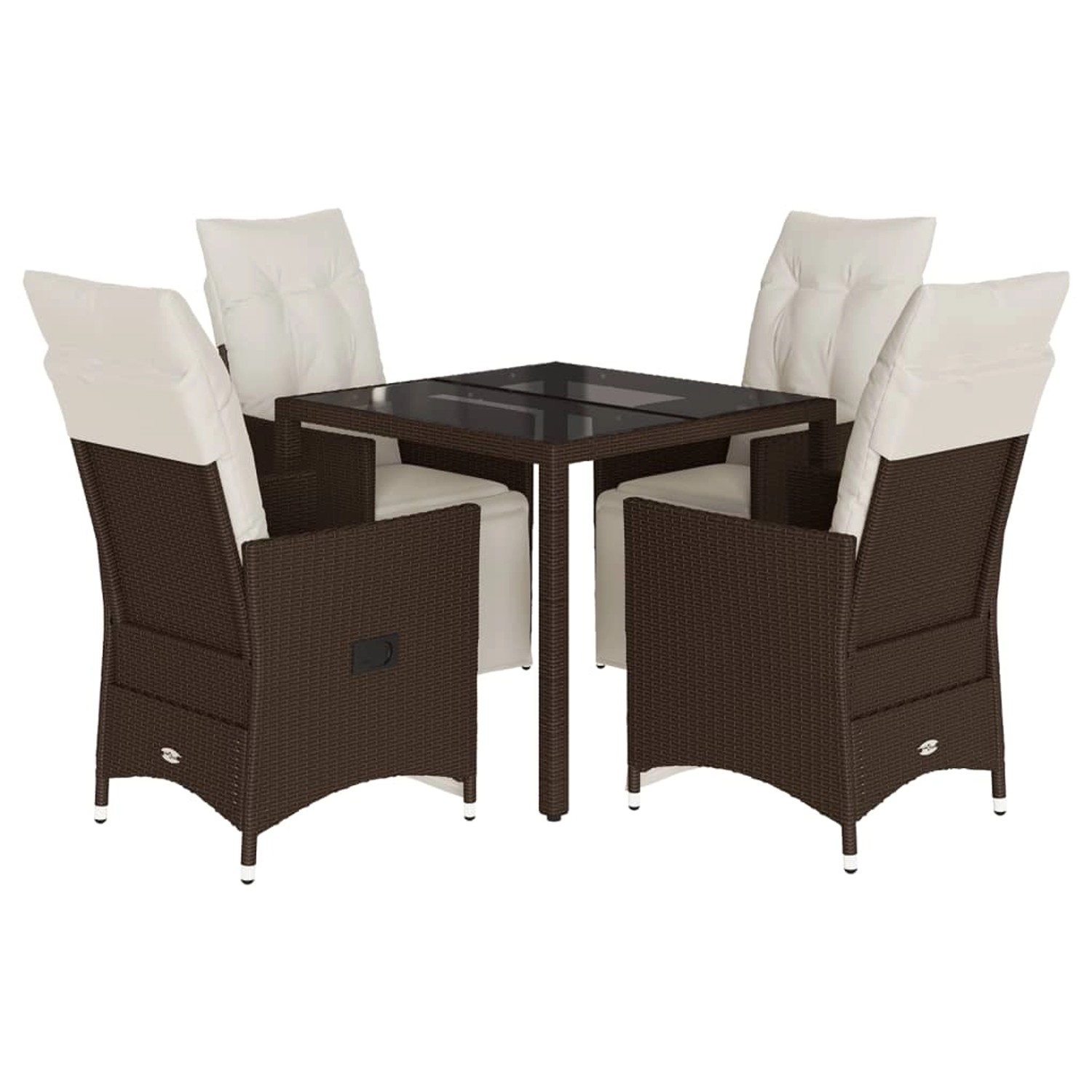 vidaXL 5-Tlg Garten-Bistro-Set mit Kissen Braun Poly Rattan 3276916