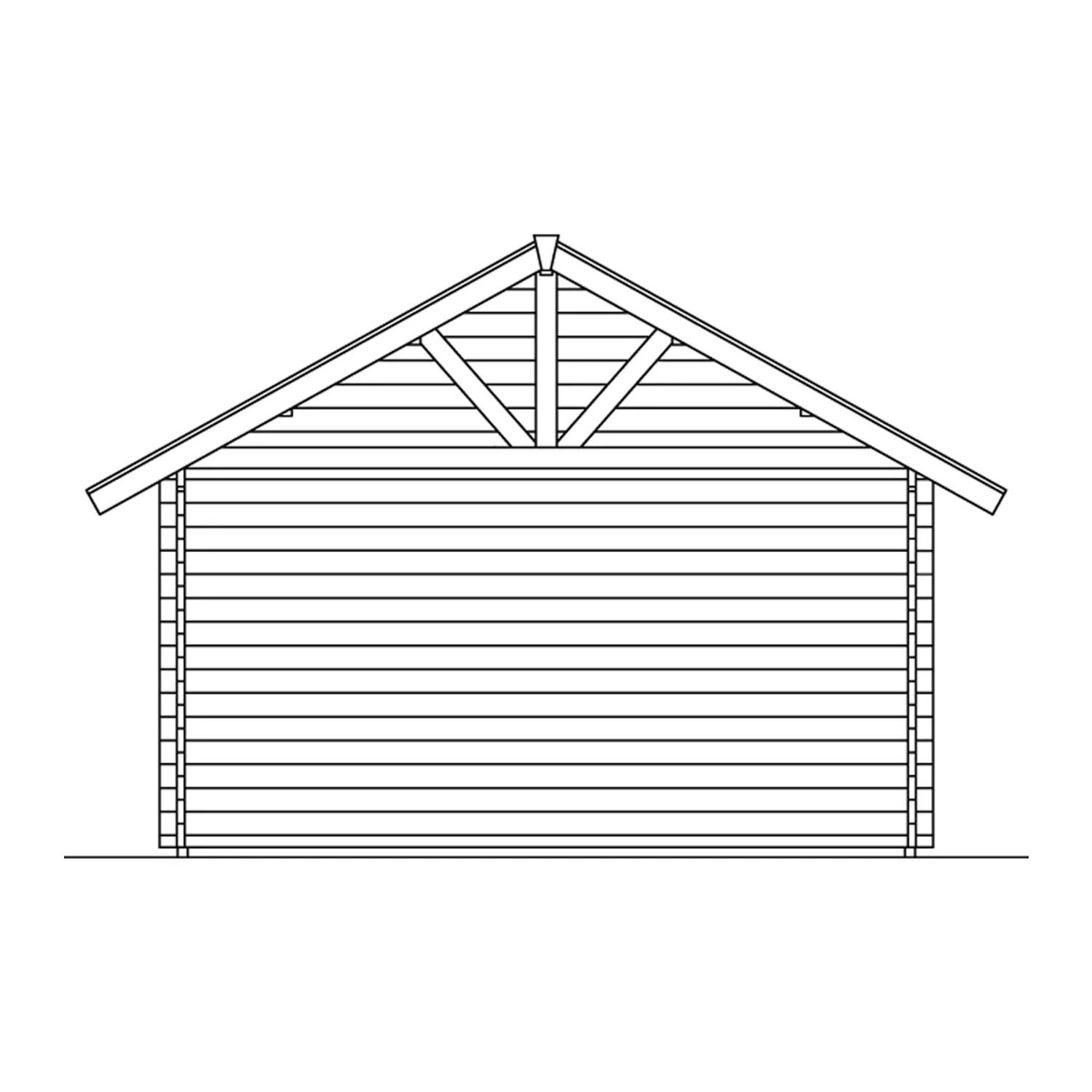 Skizze Skan Holz Gartenhaus Bern, 420x420 cm, mit Dachlattung. Weekendhaus aus Holz.
