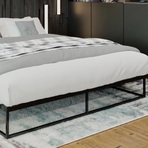 DELUKE Metallbett SUKAR Metall Schwarz 185,5x205,5x25cm Bett 180x200 Bettrahmen Metall Doppelbett