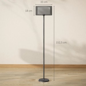Schwarze HOMCOM Stehlampe aus Metall und Stoff, 152,5 cm hoch, mit weißem Lampenschirm. Innenleuchte für Wohnzimmer.