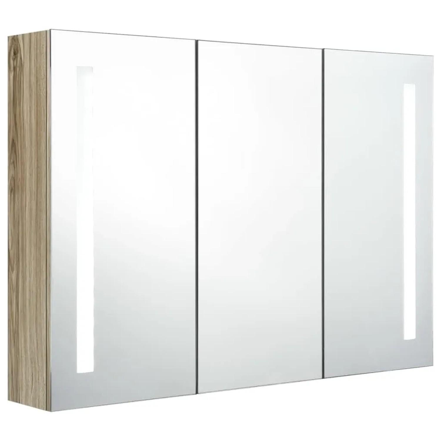 vidaXL LED-Bad-Spiegelschrank 89x14x62 cm Eichen-Optik 326529