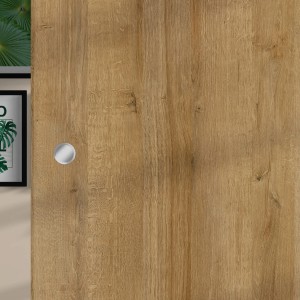 Holzschiebetür Eiche Country, 2060x940 mm, mit Melamin-Dekor und runder Griffmuschel.