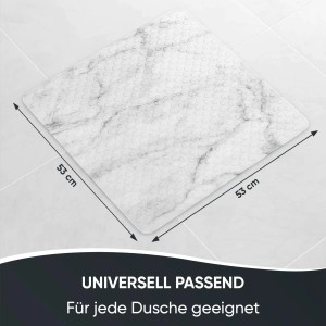 Sanilo Badematte Marmor, 53x53 cm, rutschfest mit Saugnäpfen für Dusche und Badewanne.