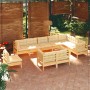 10-tlg. Garten Lounge Set aus Kiefernholz mit creme Kissen.