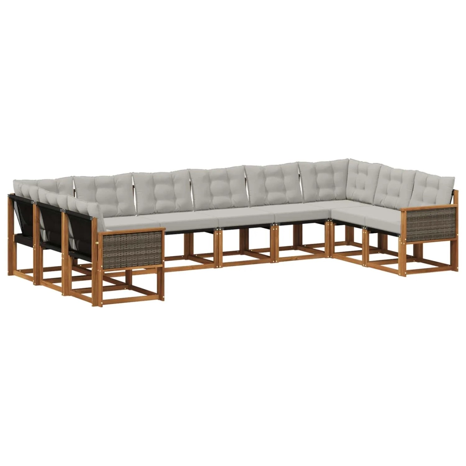 vidaXL Outdoor-Sofagarnitur mit Kissen 10 Stk Natur und Hellgrau 3382235