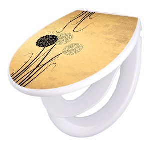 Banjado WC-Sitz Familie mit Absenkautomatik, Zwiebel Vintage Motiv auf Klodeckel mit Kindersitz.
