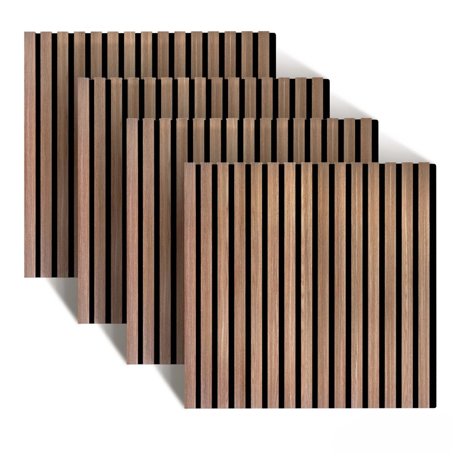Relaxdays Akustikpaneele 4er Set MDF Eiche Schallabsorbierend Zuschneidbar 60 cm x 60 cm x 1,8 cm