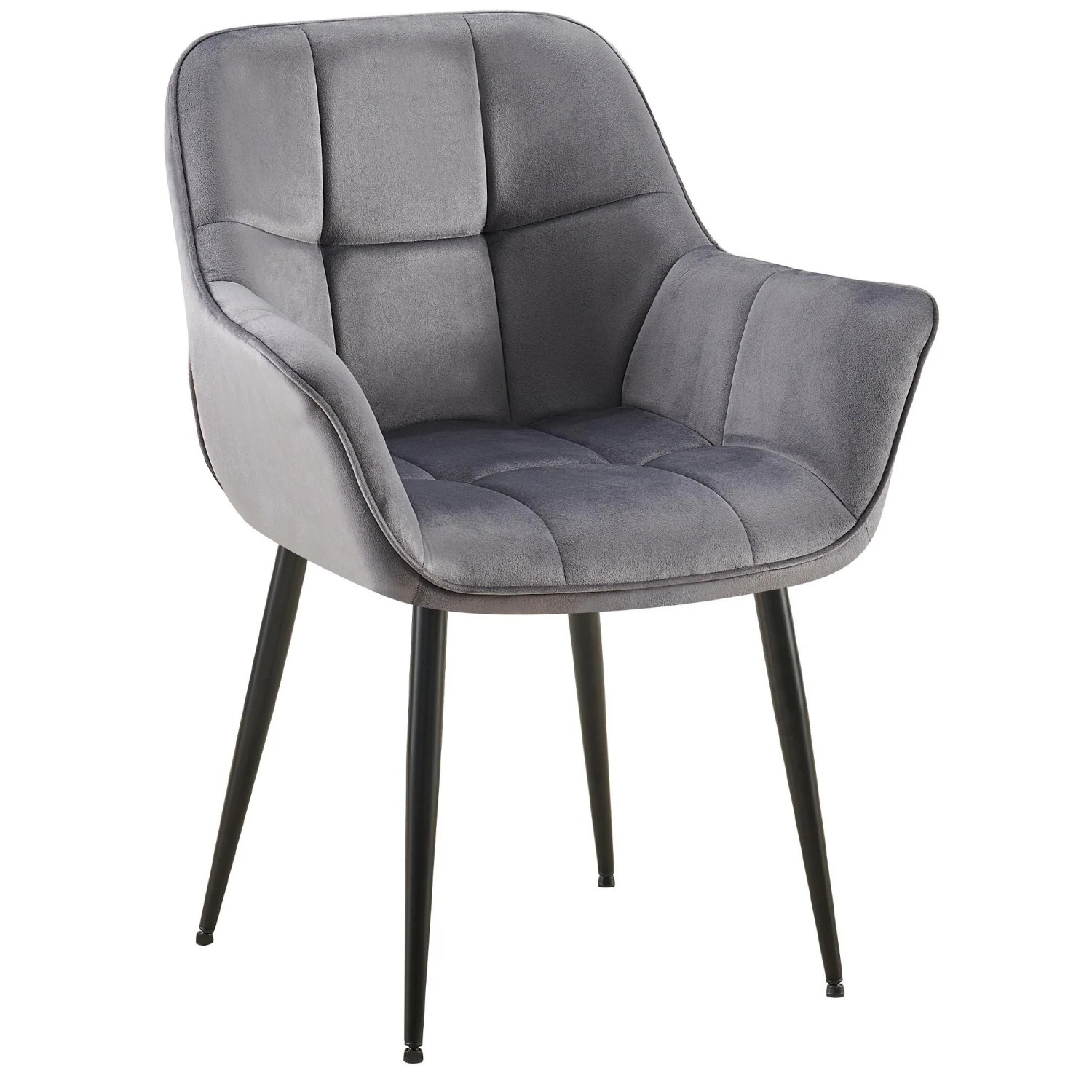 DELUKE Esszimmerstuhl GUNIM Samt Dunkelgrau 65x58x85cm Essstühle Esszimmerstühle Küchenstühle Wohnzimmerstühle