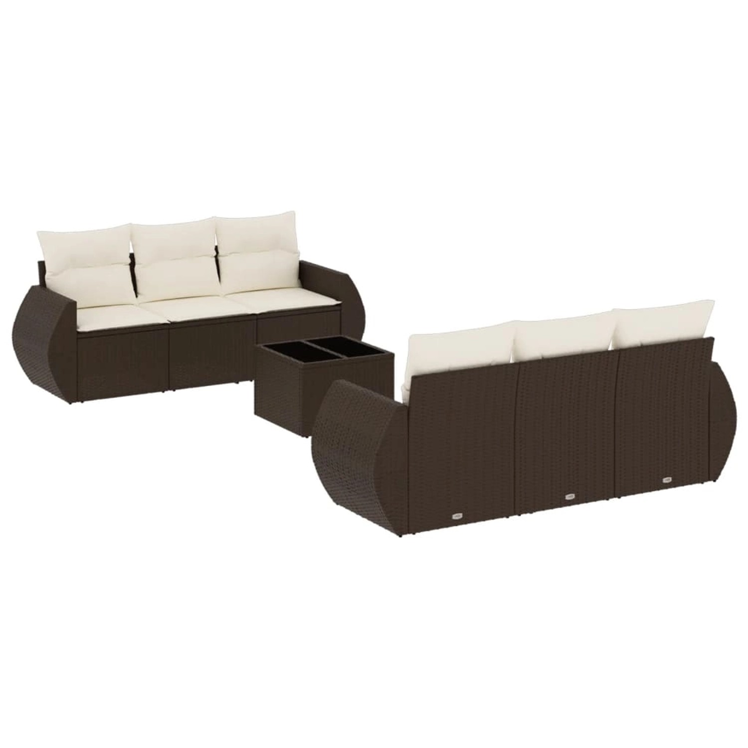 vidaXL 7-Tlg Garten-Sofagarnitur mit Kissen Braun Poly Rattan 3253450 günstig online kaufen