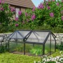 Vitavia Frühbeet Gamma HKP Schwarz, 89x124x71 cm, mit aufstellbaren Dachfenstern im Garten.