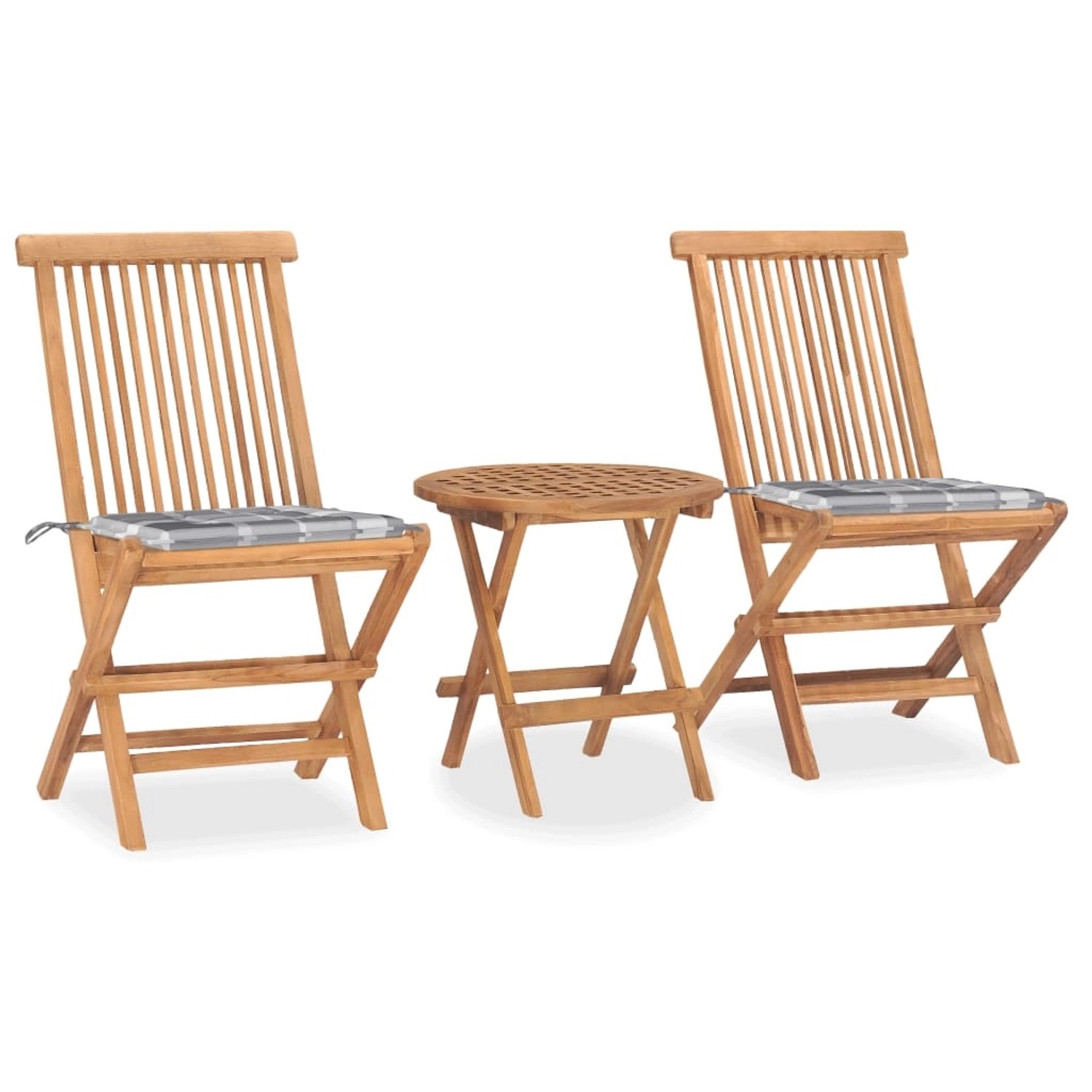 vidaXL 3-Tlg Garten-Essgruppe mit Kissen Klappbar Massivholz Teak 3063185