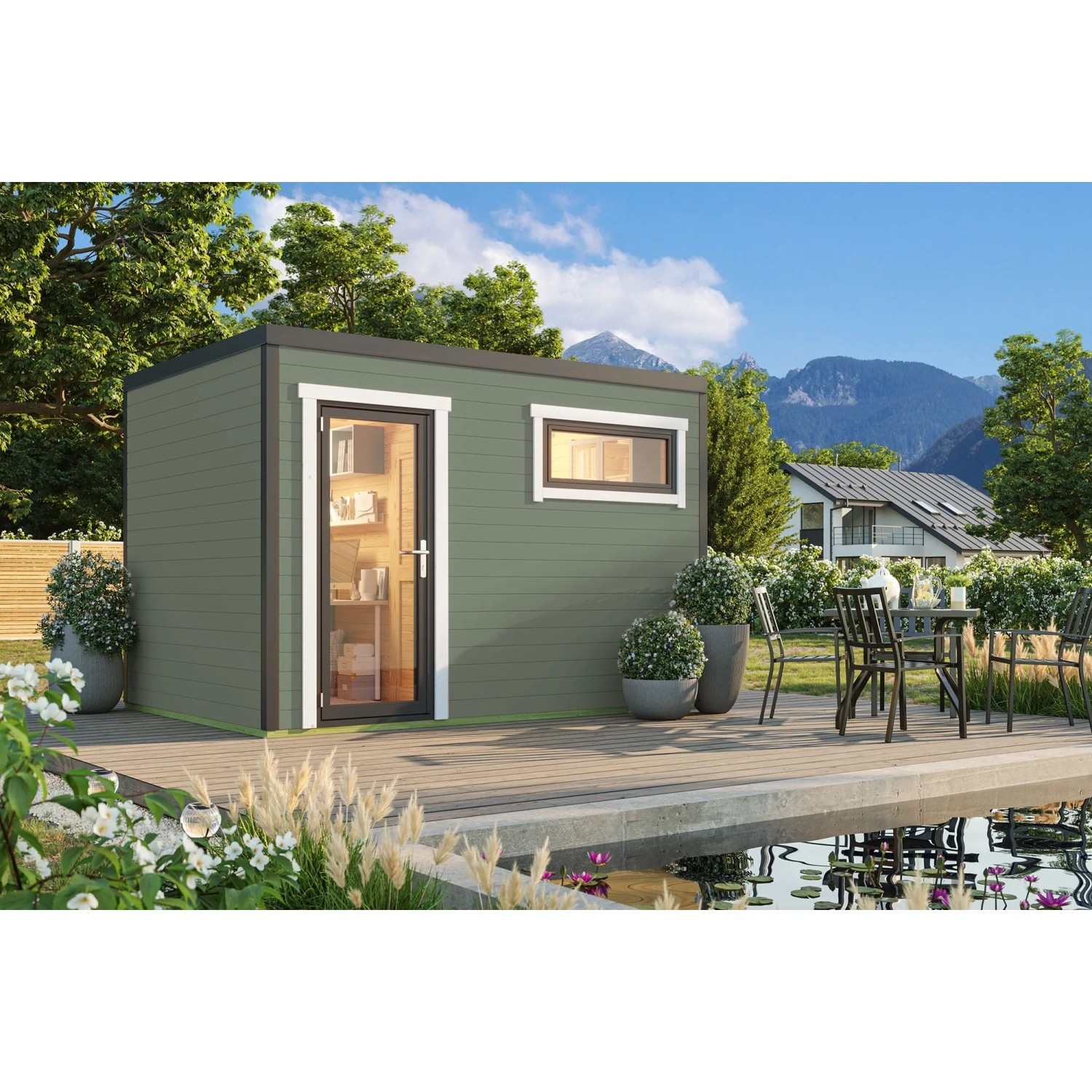 Lasita Gartenhaus Sardinia 2 Grau-Grün 350 cm x 250 cm