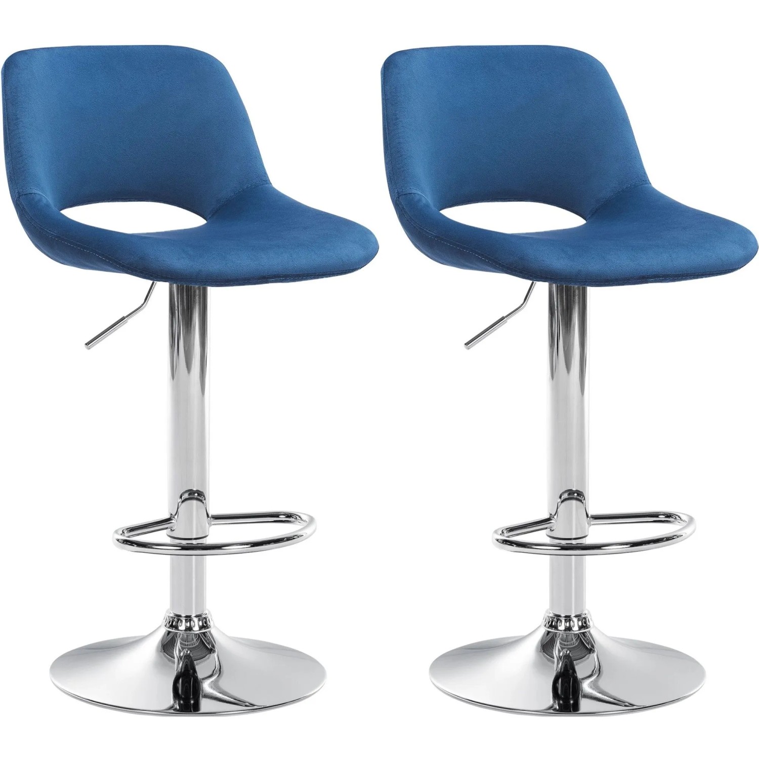 DELUKE Barhocker 2er Set JAKSON Blau Samt Chrom Barstuhl Mit Lehne Tresenhocker Tresenstuhl