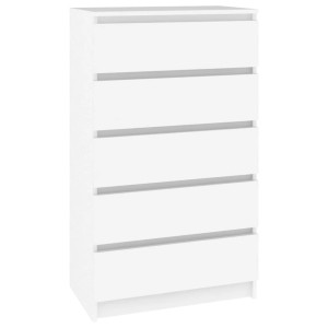 Weißer vidaXL Schubladenschrank (60x36x103 cm) aus Holzwerkstoff mit 5 Schubladen.