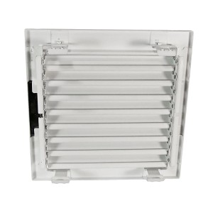 Weißes Häusler Warmluftgitter WG 2020 mit regulierbaren Lamellen, 200x200mm.