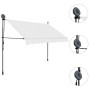 Cremefarbene, handbetriebene vidaXL Markise mit LED, 250 cm breit.