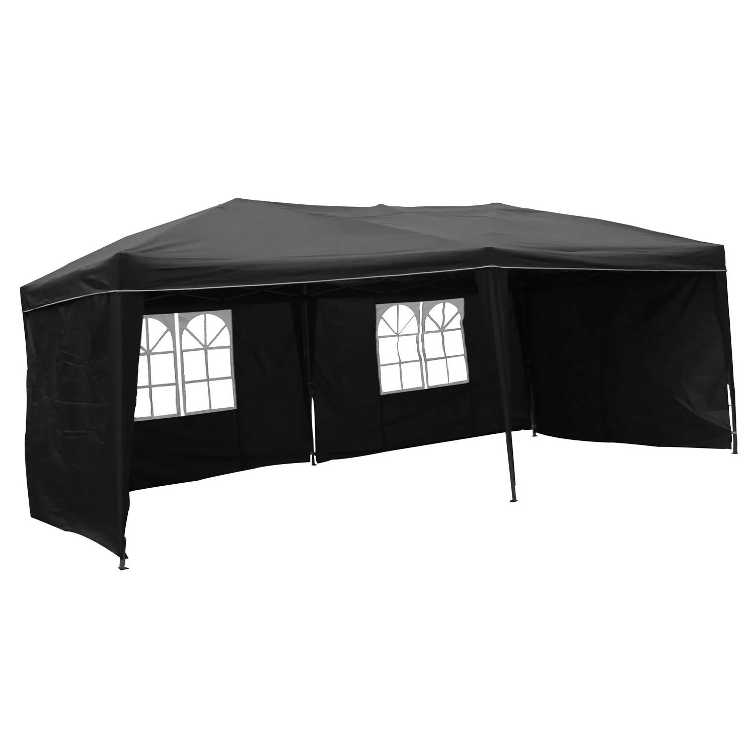 Lex XXL Alu Faltpavillon 6x3m Gartenpavillon Gartenzelt Partyzelt Wasserdicht Schwarz
