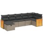 Graue 7-teilige vidaXL Garten-Sofagarnitur aus Polyrattan mit Kissen.