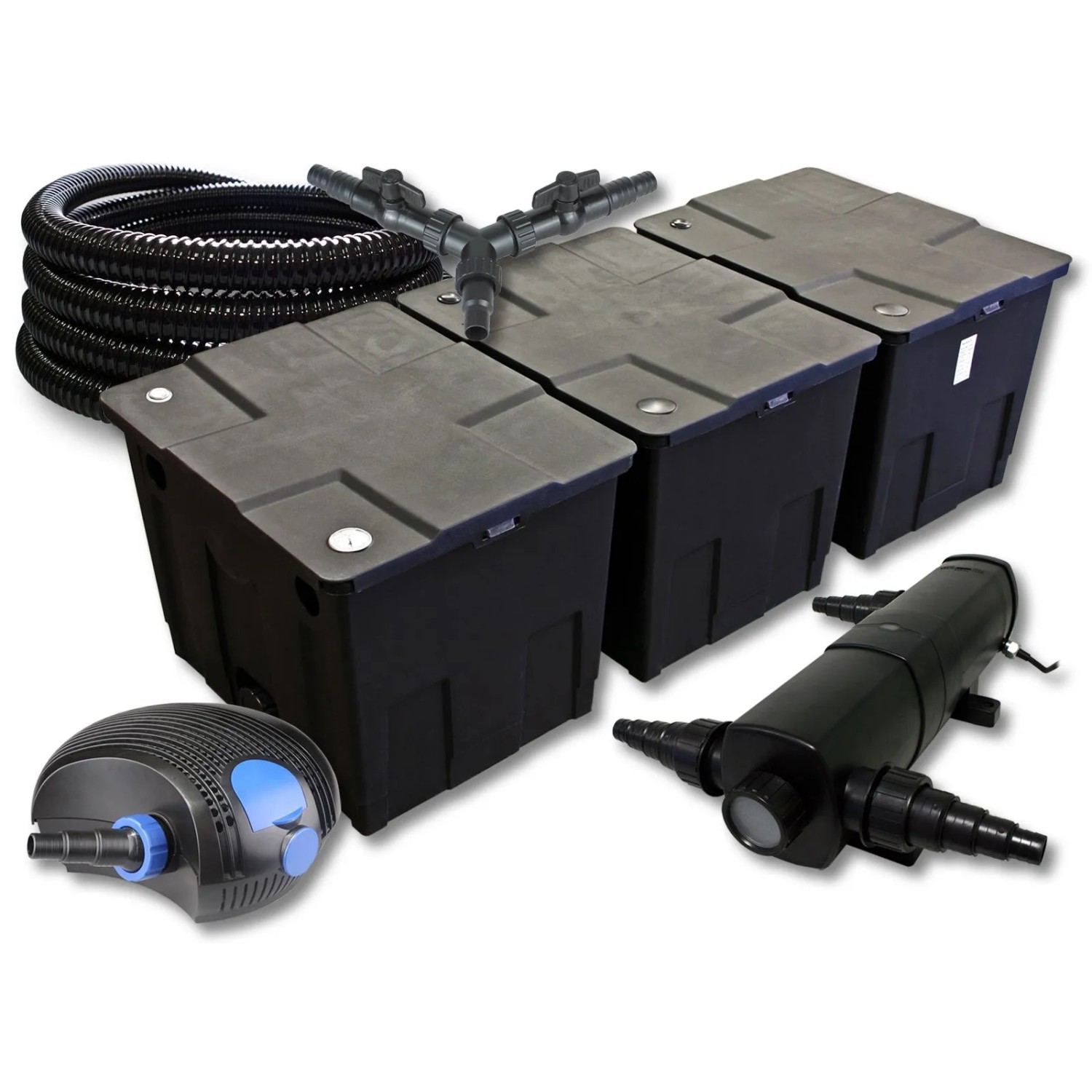Sunsun Filter Set 90000L Teich Mit 36W Teichklärer100W Eco Pumpe 25M Schlauch