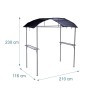 Relaxdays Grillpavillon Stahl Anthrazit Wasserabweisend Pulverbeschichtet mit Seitenablagen 230 cm x 210 cm x 116 cm_4