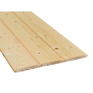 Profilholz Bergen Fichte/Tanne, unbehandelt, mit Nut und Feder, zur Wand- und Deckenverkleidung.