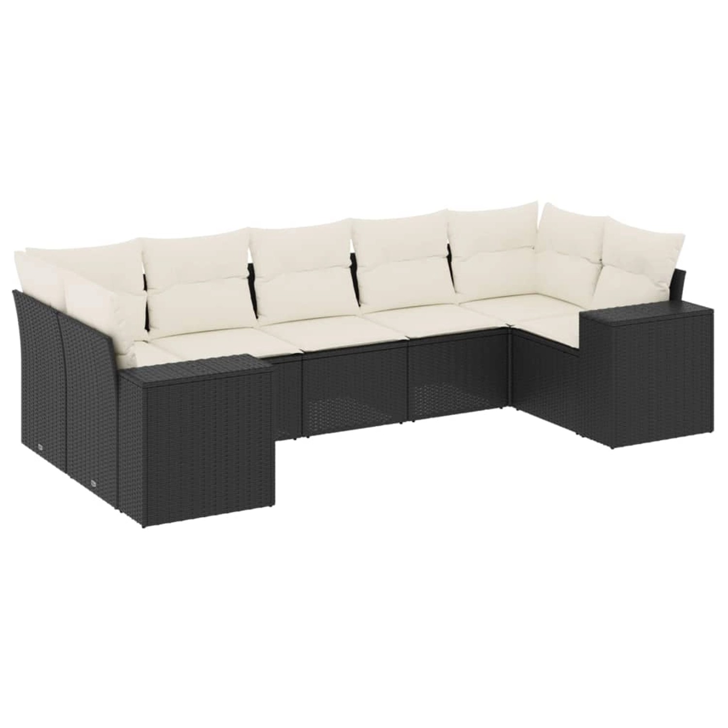vidaXL 7-Tlg Garten-Sofagarnitur mit Kissen Schwarz Poly Rattan 3255323 günstig online kaufen