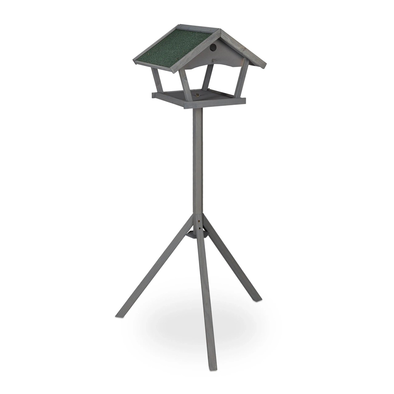 Relaxdays Vogelfutterhaus mit Ständer Tannenholz Grau Grün Wetterfest 139 cm x 70 cm x 60 cm 4,3 kg