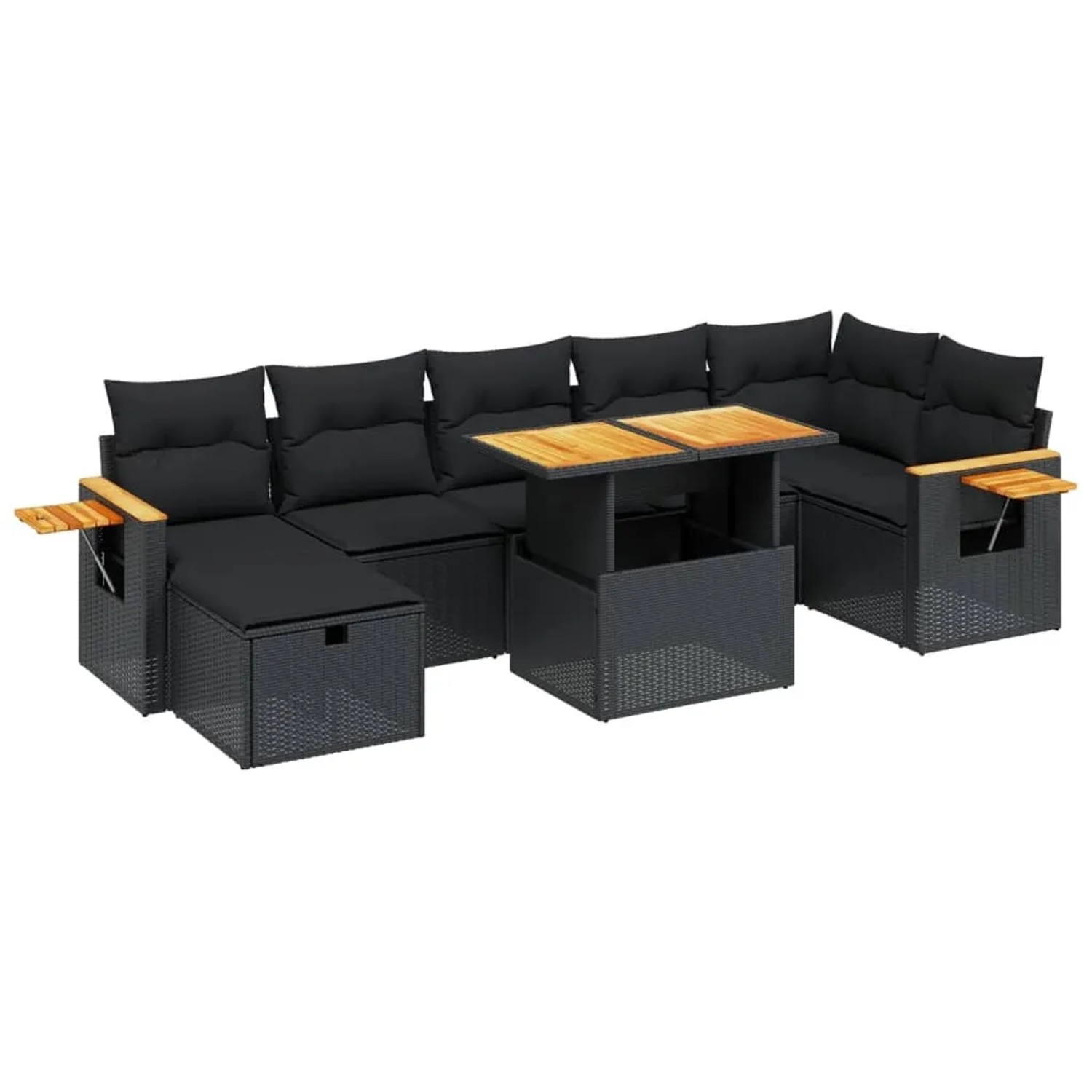 vidaXL 8-Tlg Garten-Sofagarnitur mit Kissen Schwarz Poly Rattan 3276149 günstig online kaufen
