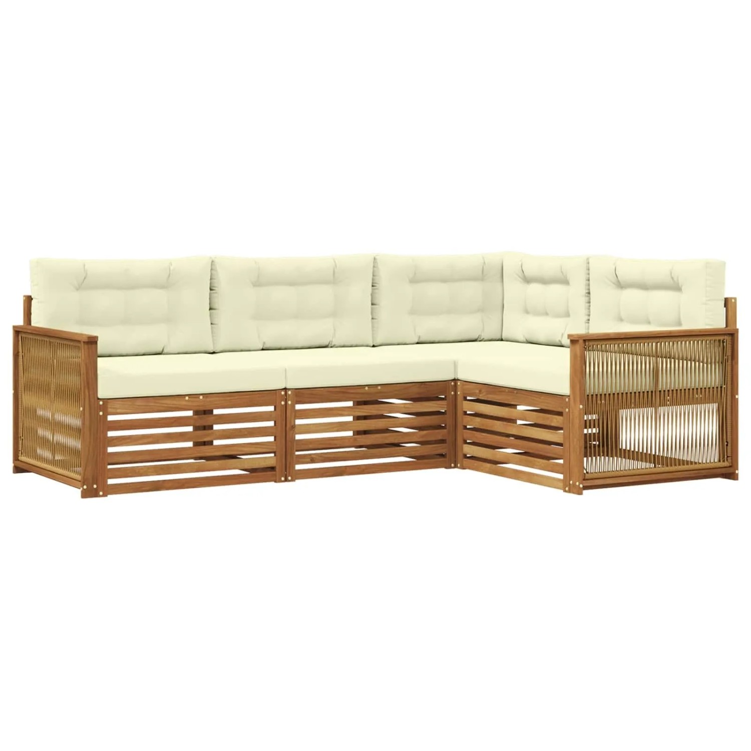 vidaXL Outdoor-Sofagarnitur mit Kissen 4 Stk Natur und Creme 3383298