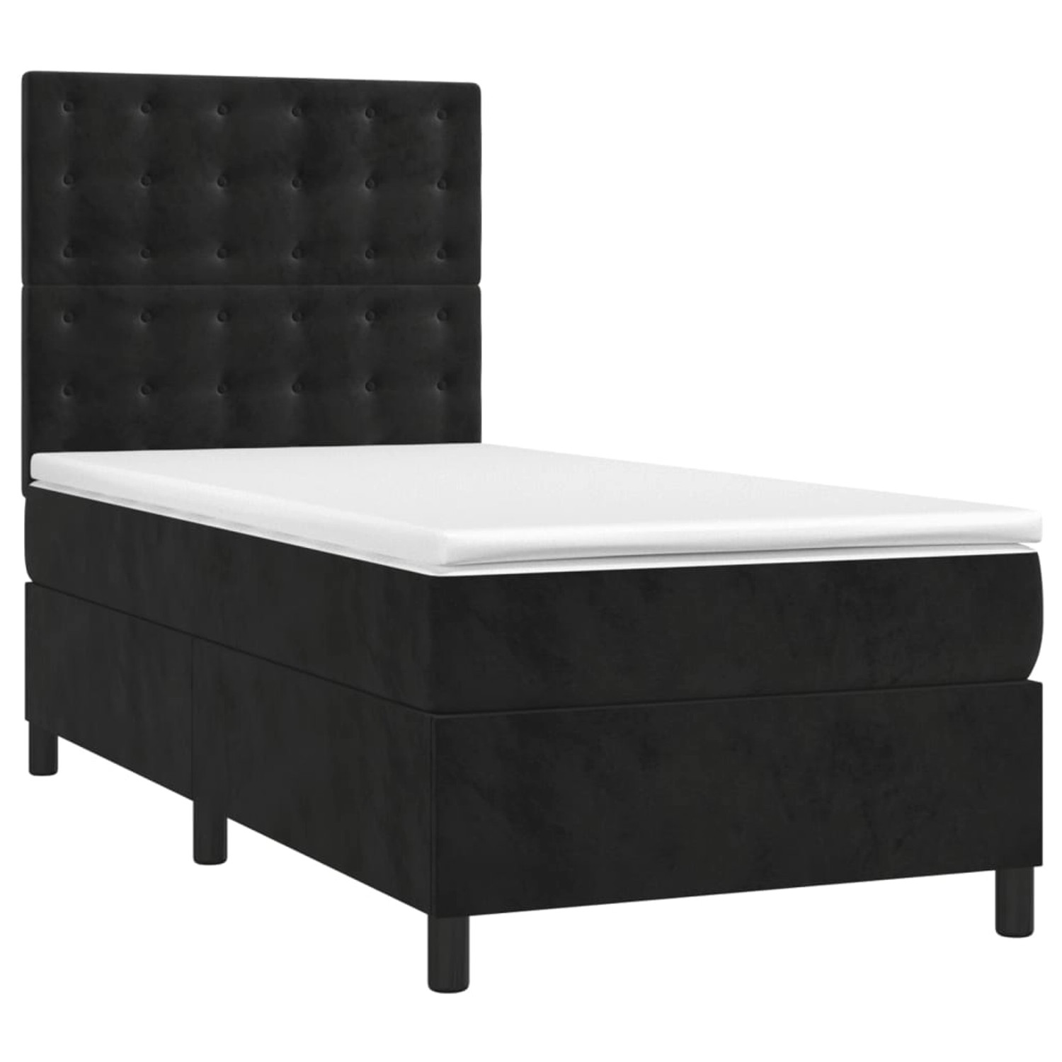 vidaXL Boxspringbett mit Matratze & LED Schwarz 90x200 cm Samt 3136343 günstig online kaufen