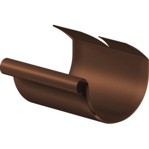 Brauner Rinnenverbinder NW 100 (RAL 8028) aus Aluminium zur einfachen Dachrinnen-Verbindung.