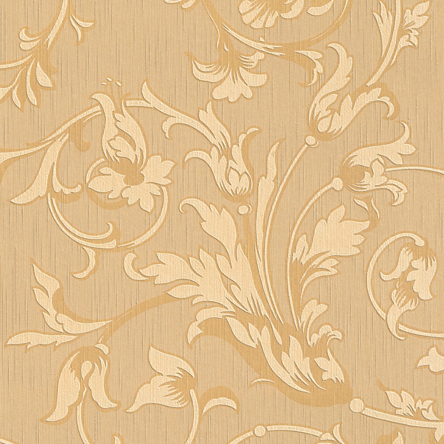 Bricoflor Textil Vliestapete Floral Blumen Tapete mit Ornament in Beige Gold Elegante Vlies Textiltapete mit Ranken im B