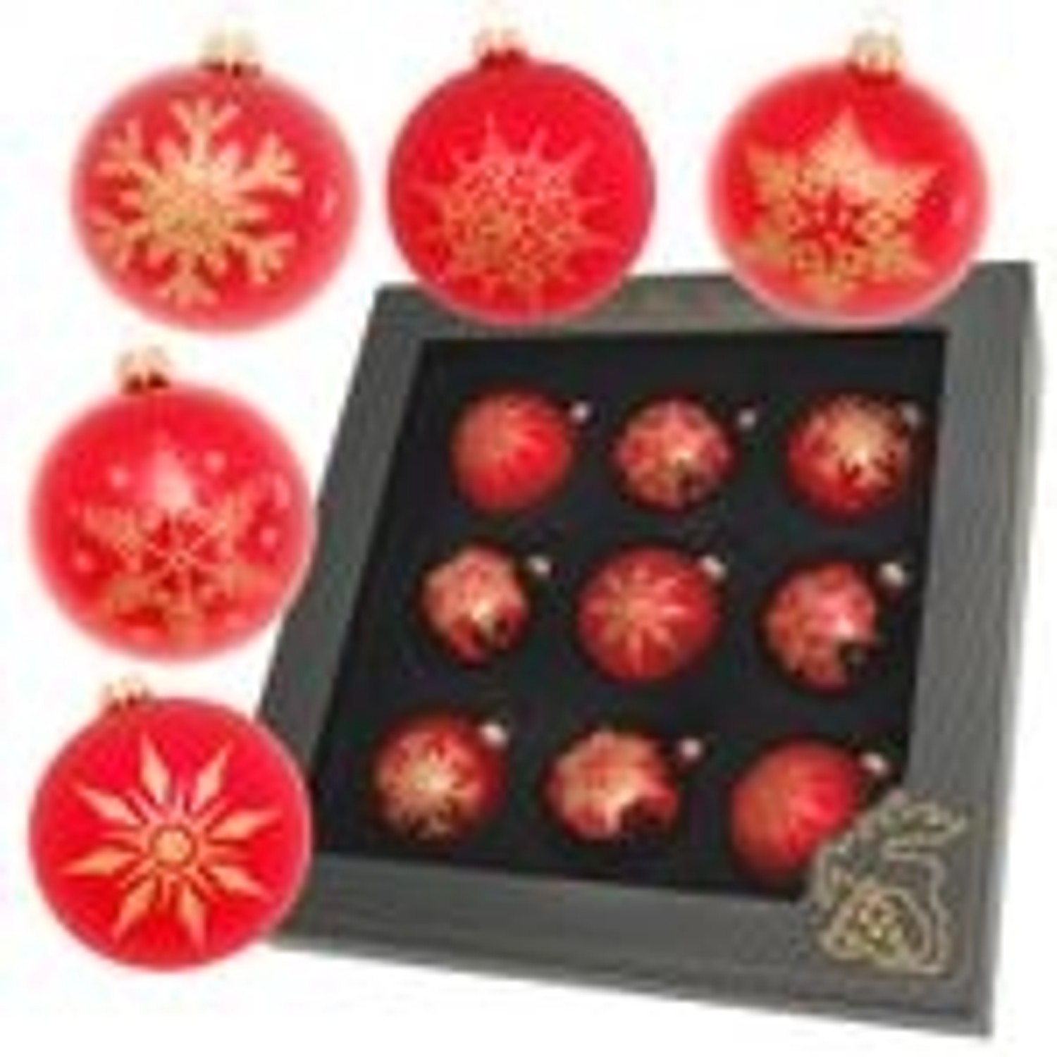 Krebs Glas Lauscha GmbH Christbaumkugeln Weihnachtskugeln Glas Ø 8 cm 9 Stück rot